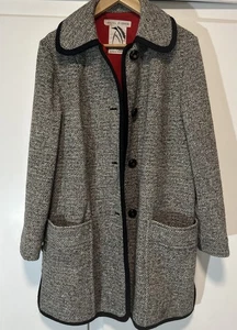 Vintage Pinguin Mode Wolle Nylon schwarz-weiß Mantel rotes Futter - Bild 1 von 20