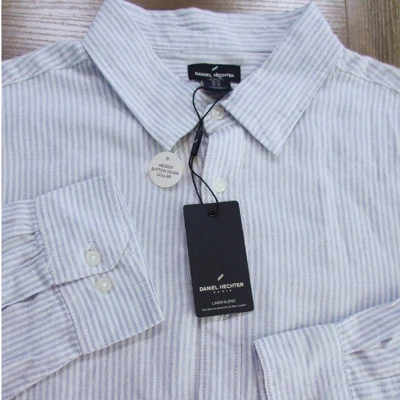 Daniel Hechter Dress Shirt Mens XL Linen Blue Stripe Long Sleeve Button Down NWT - Image 1 of 4