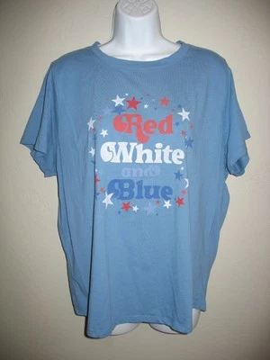 Mighty Fine Patriotic Tee Shirt Sz XXL Blue Short Sleeve Crew Neck Womens - Image 1 of 4