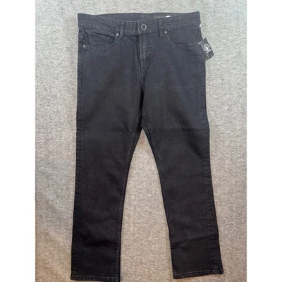 Volcom Mens Solver Modern Straight Stretch Denim Black Jeans Dark Wash 34x30 NEW - Image 1 of 4