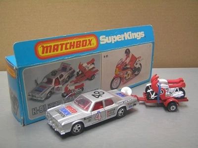 Matchbox Super Kings K-91 Plymouth Grand Fury Motorcycle Racing Set Mint in Box - Image 1 of 4