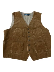 Polo Ralph Lauren Vest Men L Brown Corduroy Button Utility Pockets Hiking - Picture 1 of 12