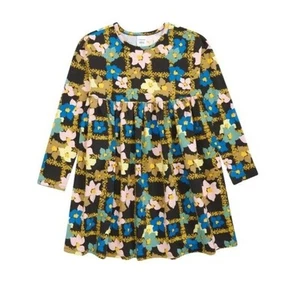 Nordstrom Cristina Martinez Girls Floral Long Sleeve Pleated Dress Kids Size 5 - Picture 1 of 3
