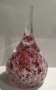Vintage Caithness Glass Pink & Aventurine Gold "Whispers" Paperweight Teardrop - Picture 1 of 8