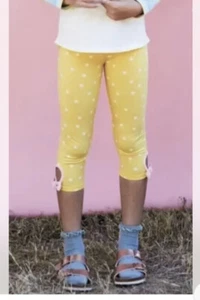 Matilda Jane Polka Dot Yellow Capris Submarine Cropped Legging Size 2 New - Picture 1 of 7