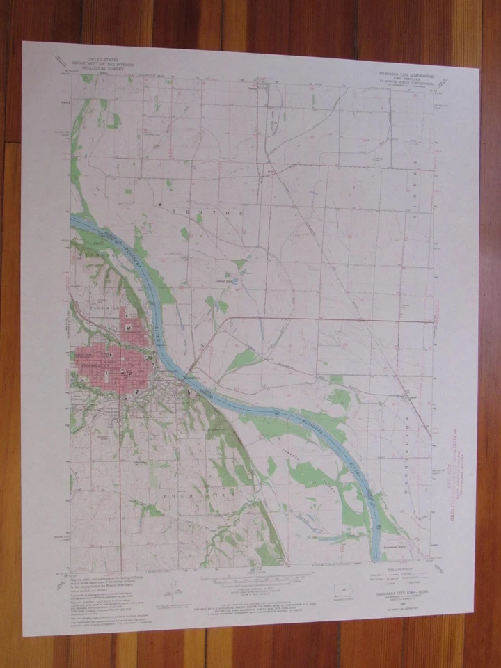 Nebraska City Iowa 1968 Original Vintage USGS Topo Map - Image 1 of 1