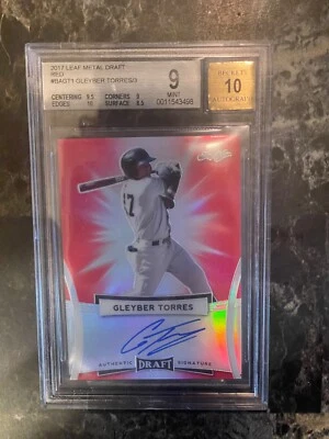 Gleyber Torres AU RC 3/3 BGS 9 como nuevo 2017 Leaf Metal Draft rojo automático novato #BAGT1 Foto 1 de 3