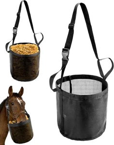 2 Pack Horse Feed Bags for Grain - Durable Mesh Feeder with Strap and Nose Pad - Picture 1 of 12