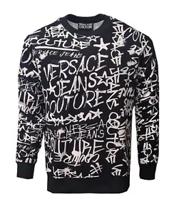 Versace Jeans Alta Costura Graffiti Sudadera Jersey Negro Blanco Talla M L XL XXL Hombres - Imagen 1 de 4