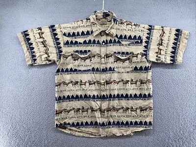 Moda Tech Men's Short Sleeve Snap Front Horse Print Western Shirt Size 2XLT - Image 1 of 4