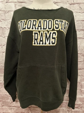 Colorado State University Rams Green Sweatshirt Women Large Chest 46" Cover