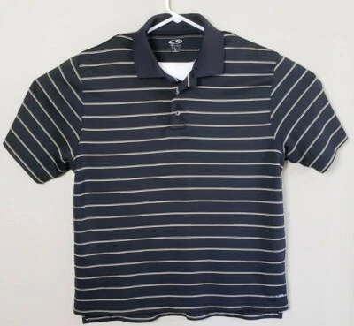 CHAMPION C9 Men's Short Sleeve Polo Golf Shirt Button Front Striped Black Sz L - Image 1 of 4