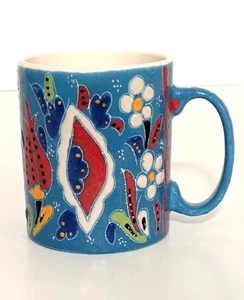 Nueva Taza Hecha a Mano Floral Cerámica Turca Aydin El Sanatlari Cerámica - Imagen 1 de 8
