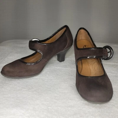 Zapatos I Love Comfort COMET para mujer talla 6,5 M cuero marrón tacón bloque hebilla Foto 1 de 4