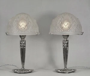 PAUL GILLES : pair of FRENCH 1930 ART DECO LAMPS ....... lamp degué era france - Picture 1 of 9