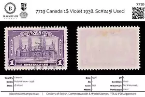 7719 Canada 1$ Violet 1938. Sc#245i Used - Picture 1 of 4