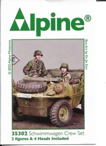 Alpine Mins 35302 German Schwimmwagen Crew Segunda Guerra Mundial 1/35th kit sin pintar - Imagen 1 de 2