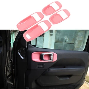 Pink Interior Door Handle Bowl Cover Trim Frame For Jeep Wrangler JL JT 2018+ - Picture 1 of 8