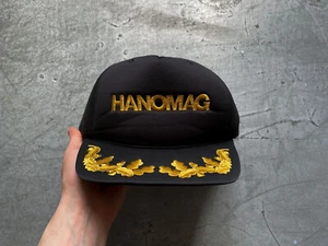 80s Vintage Hanomag Trucks Laurel Wreath Foam Black Snapback Trucker Hat Cap - Picture 1 of 8