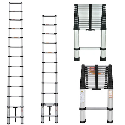 AUTOFATHER 5M/16.4ft Tall Telescoping Ladder Extension Collapsible Ladders Aluminum EN 131