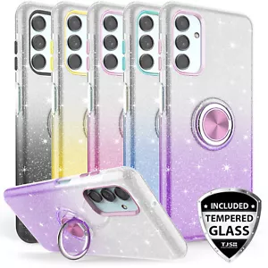 For Galaxy A13 5G A04S Ring Case Glitter TPU Gradient Bling Cover+Tempered Glass - Picture 1 of 24