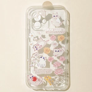 Flower & Cat Case For iPhone 14 13 12 11 Pro Max Plus Mini XR XS X SE 8 7 6 s - Picture 1 of 4