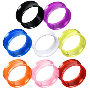 3-20mm Flesh Tunnel Acryl double flared transparent neon Tube Tunnel Plug Z159 - Bild 1 von 10