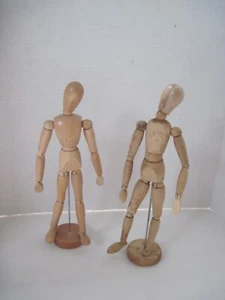 Wood Jointed Mannequins 12" Artists Drawing Human Posable Body Forms Set of 2 - Picture 1 of 18