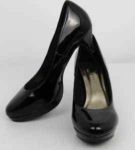 Madden Girl High Heel Pump Shoes Women's Sz 8.5 Black Almond Toe Patent Leather - Picture 1 of 14
