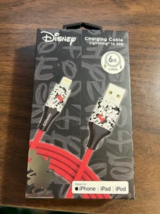 Sale Disney Mickey Mouse charging Cable Lighting To USB 6 Ft Cable New in box! - Picture 1 of 2