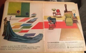 1950 EE. UU. NAUGAHYDE Mid Century Moderno - Anuncio impreso de revista vintage de 2 páginas - Imagen 1 de 2