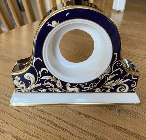 Wedgwood Cornucopia Mantle Clock 1995 Made in England Bone China (NO CLOCK) Blue Cover