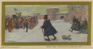 Remigius Geyling (1878-1974) "Medieval Scene", 1902, Gouache - Picture 1 of 1