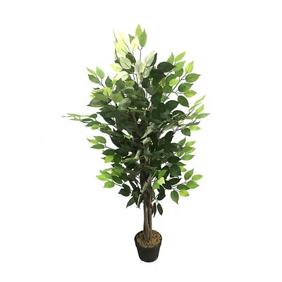 Kunstpflanze Ficus Dekobaum Holzstamm Zimmerpflanze Kunstbaum 378 Blätter 115cm - Bild 1 von 3