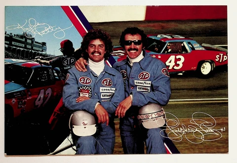 1980 Postcard NASCAR Richard Petty & Kyle Petty STP Racing Team Cover