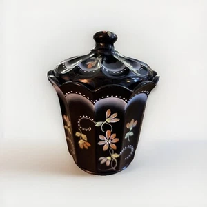Fenton Black Glass Designer Box Collection~Covered Hand Painted Limited Edition - Picture 1 of 5
