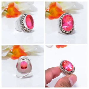 Bio Color Tourmaline Ring Simulated 925 Sterling Silver Bohemian Jewelry Gifts - Picture 1 of 11