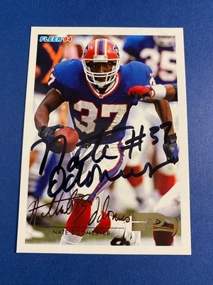NATE ODOMES 1994 FLEER #440 AUTO SIGNED BUFFALO BILLS WISCONSIN PRO BOWL - Image 1 of 2