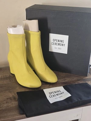 $425 CERIMÔNIA DE ABERTURA Dylan NEON Botas Femininas Tamanho 5 EUR 35 VERDE ÁCIDO - Imagem 1 de 4