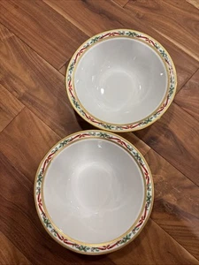 2 Tirschenreuth Holiday 9 3/4” Large Bowl Bavaria-Holly Mistletoe Ribbons,Gold - Picture 1 of 7