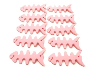 SYSTEM-S 10er Set Kabelmanager Wrap Kabelaufroller Fischform Silikon in Pink - Afbeelding 1 van 4