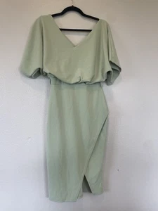 Vestido midi Boohoo Kimono Tie Belt verde salvia para mujer talla 6” - Imagen 1 de 11