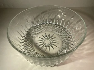 Vintage Arcoroc France Clear Glass Diamond Starburst Pattern 9" Serving Bowl - Picture 1 of 24
