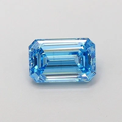 1.02 Ct Emerald Cut Lab Grown Diamond – IGI Certifide VS2 Fancy Vivid Blue Color - Image 1 of 4