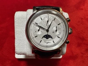 Sugess Mechanical Chronograph – ST1908 Swan Neck, Moonphase Calendar, Leather - Picture 1 of 9