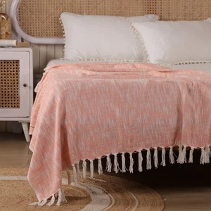 Handwoven Cotton Throw Blanket Boho Tasseled Sofa Bed Breathable Blanket 50"x60" - Picture 1 of 11