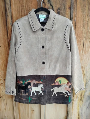 Chaqueta de gamuza The Quacker Factory: apliques/bordados de caballo: pequeña para mujer Foto 1 de 4