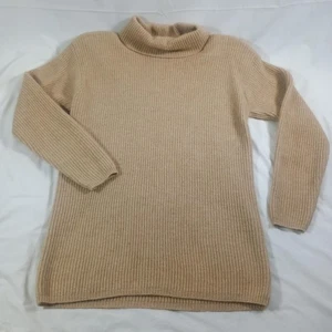 Vintage 90s Charter Club Sweater Womens Medium Beige Turtleneck Lambswool Angora - Picture 1 of 7
