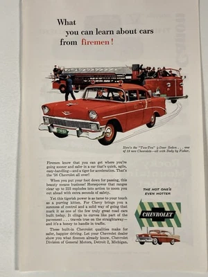 Chevrolet Two Ten 1956 sedán de 4 puertas anuncio impreso aprende sobre autos de bomberos Foto 1 de 2
