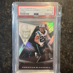 2021 Panini Black Silver 44/75 Christian McCaffrey #13 PSA 8 - Bild 1 von 4